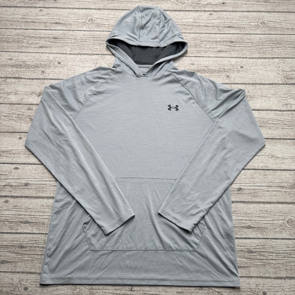 Under Armour Hoodie Men's Large Gray Loose Fit Long Sleeve Pullover Activewear